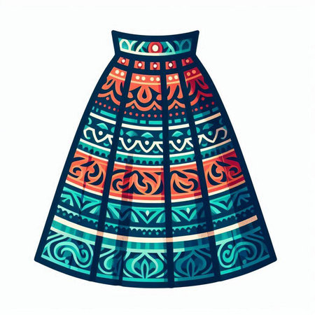 Illustration of a beautiful woman's skirt with ethnic pattern. Vector illustration.
