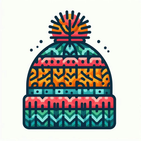 Winter hat. Vector illustration of a knitted hat with a pattern.