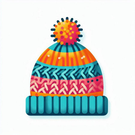 Winter hat with pompom isolated on white background. Vector illustration.