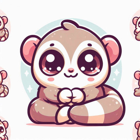 Cute cartoon monkey with big eyes. Vector illustration for kids.