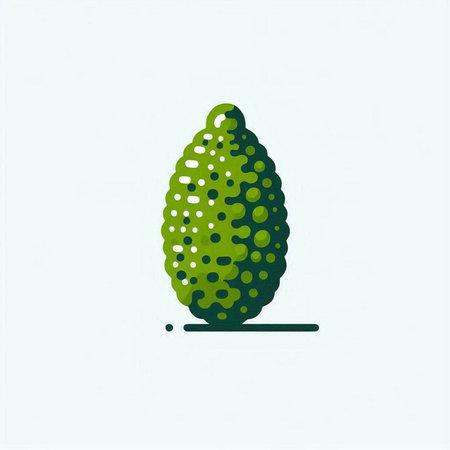 Avocado logo. Hand drawn vector illustration of green fruit with dots.