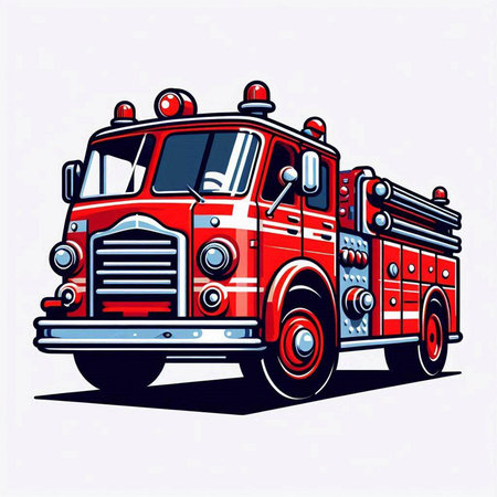 Fire truck vector illustration. Fire engine vector illustration isolated on white background.