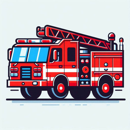 Fire truck. Fire engine. Vector illustration in flat cartoon style.