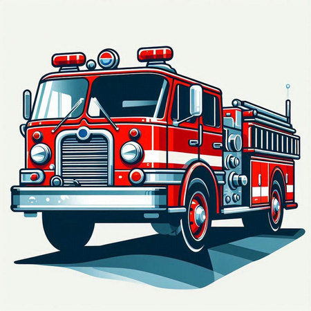 Fire engine. Vector illustration of a fire engine. Firefighter.