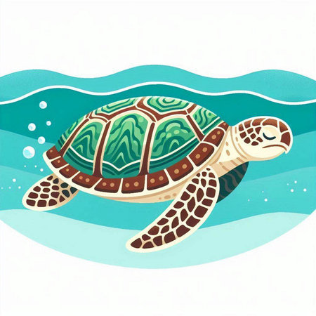 Sea turtle swimming in the ocean, vector illustration, eps10
