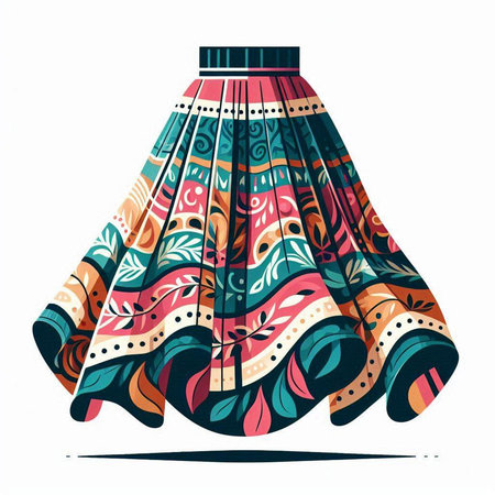 Vector illustration of a woman's skirt with paisley pattern.