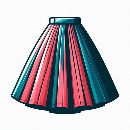 Vector illustration of a blue skirt with red stripes on a white background