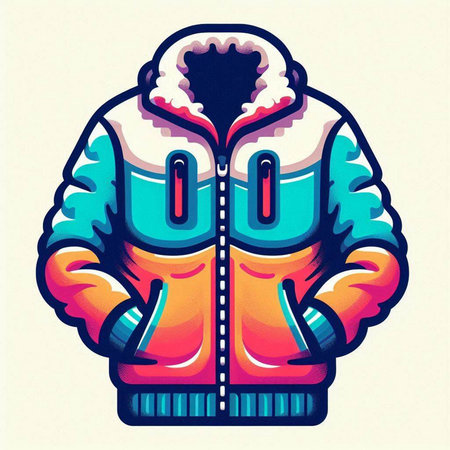 Illustration of a winter jacket on a white background, vector illustration