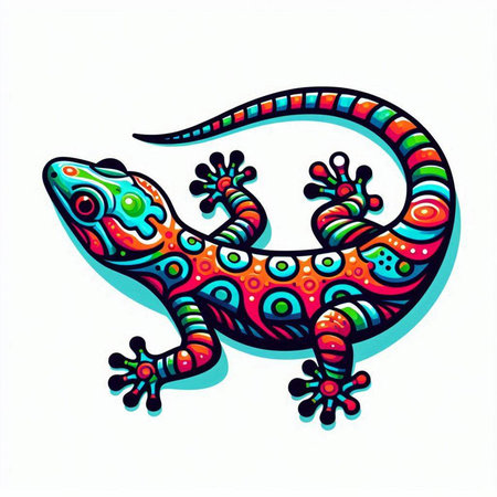 Colorful lizard on a white background. Vector illustration for your design