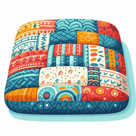 Colorful hand drawn pillow. Vector illustration. Can be used as a greeting card.
