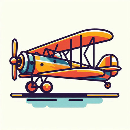 Vintage airplane vector illustration in flat style isolated on white background.