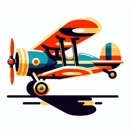 Airplane vector illustration, vintage style. Side view of a retro airplane.