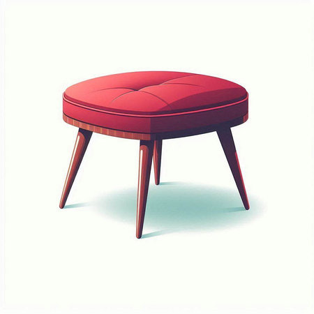 Illustration of a red round stool on a white background - vector