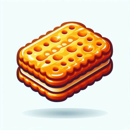Vector illustration of a biscuit on a white background. Cartoon style.