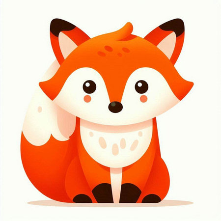 Cute cartoon fox isolated on a white background. Vector illustration.のイラスト素材