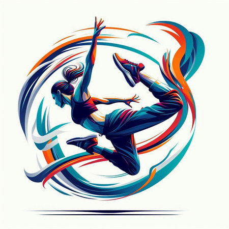 Dancing couple. Vector illustration of a young couple dancing breakdance.のイラスト素材