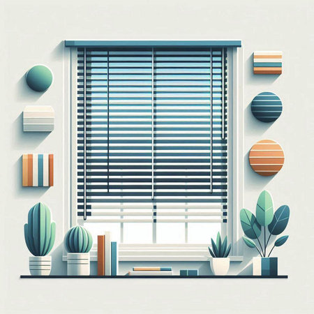 Modern interior design with window and plants. Vector illustration. Eps 10のイラスト素材