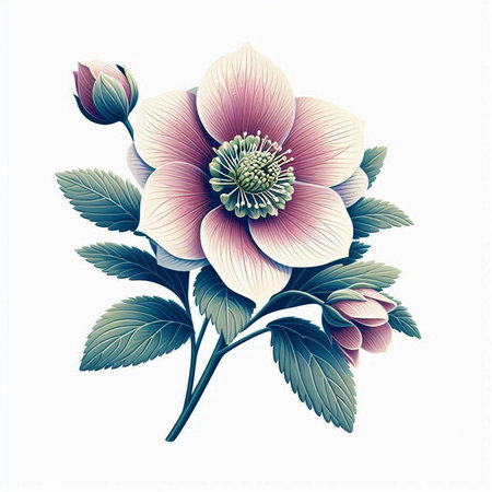 Beautiful floral background with hellebore flowers. Vector illustration.のイラスト素材