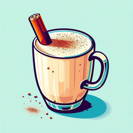 Illustration of a cup of cappuccino with cinnamon.のイラスト素材