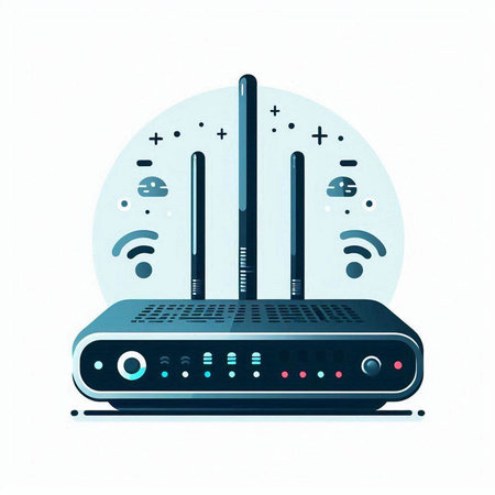 Wi fi router. Internet technology. Vector illustration in flat style.
