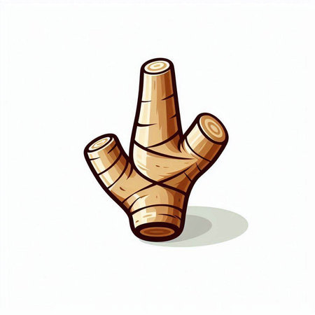 Illustration of a ginger root on a white background. Vector illustration.