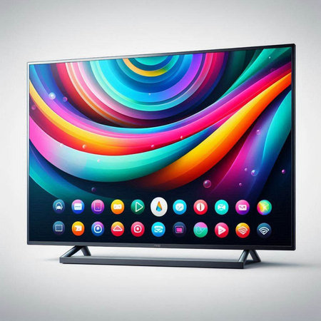 Modern monitor with colorful abstract background. Vector illustration. Eps 10.