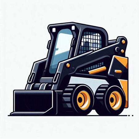 Excavator isolated on white background. Vector illustration. Eps 10.