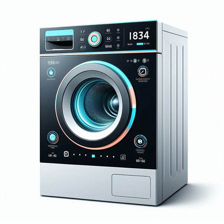 Modern washing machine isolated on a white background. 3d render.