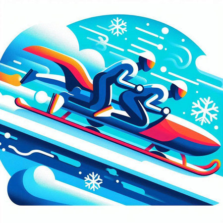 Winter sport background. Snowman on the snow. Vector illustration.