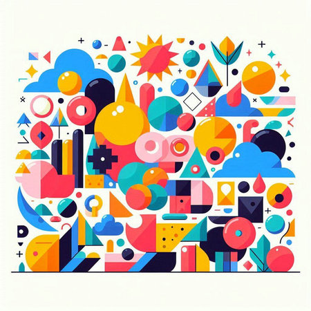Colorful abstract composition with geometric shapes. Vector illustration for your design