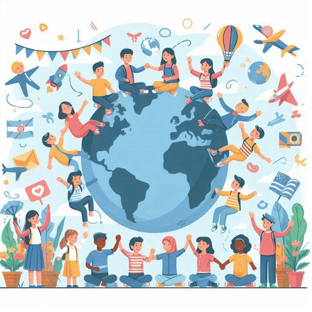 People around the world. Vector illustration in a flat style. World environment day concept.