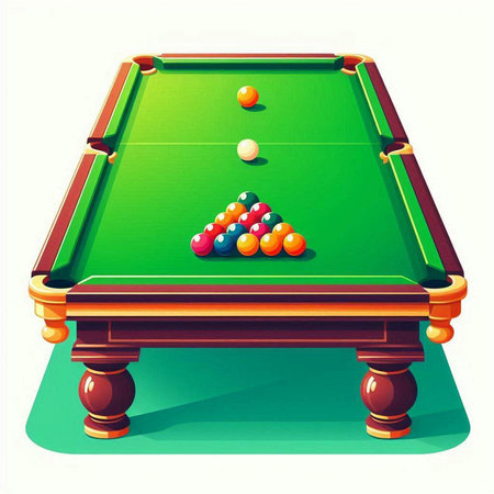 Billiard table with balls. Vector illustration isolated on white background.