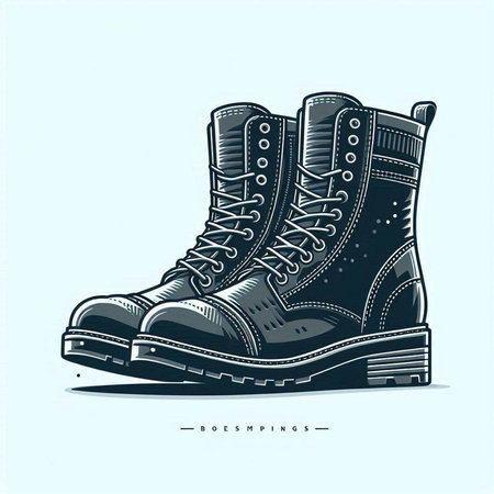 Vector illustration of a pair of old military boots. Vintage style.