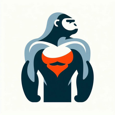 Gorilla with a heart on his chest. Vector illustration.