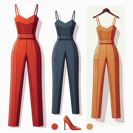 Vector illustration of a set of women's clothes. Women's clothing.