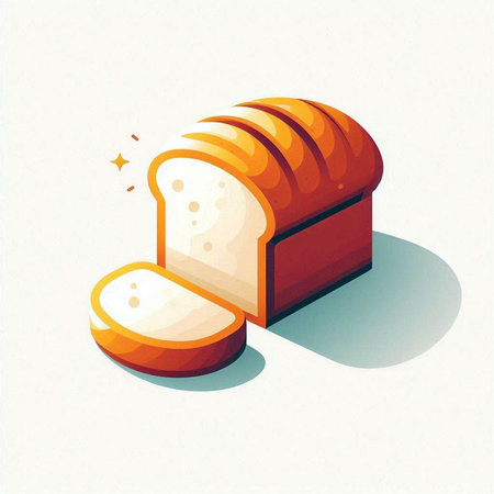 Illustration of a slice of bread on a white background. Vector illustration.