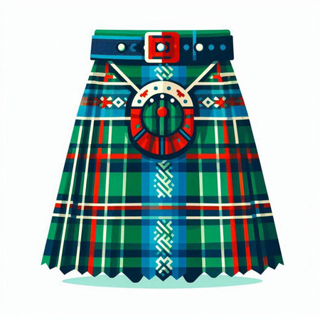 Scottish tartan skirt. Vector illustration isolated on white background.