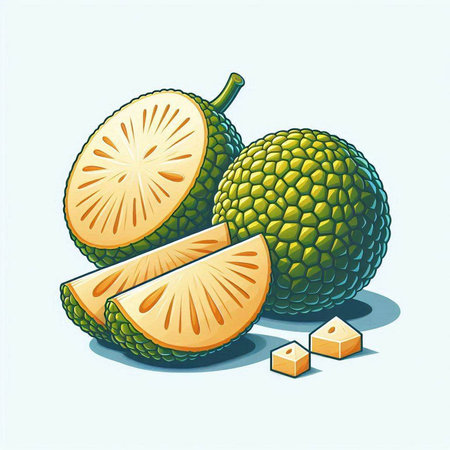 Vector illustration of whole and cut bergamot fruit with cubes