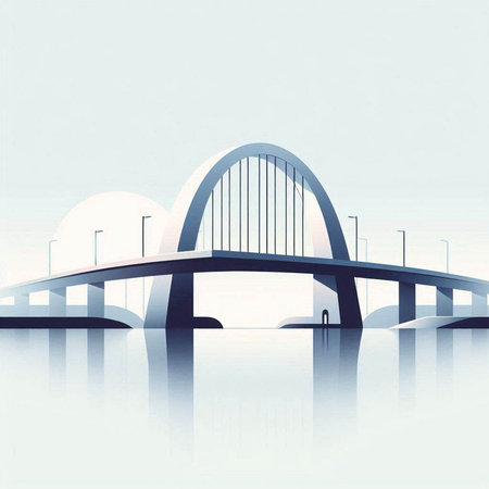 Bridge over the sea. Vector illustration of a bridge over the sea.