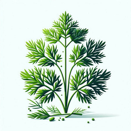 Fresh green dill on a white background. Vector illustration. Eps 10