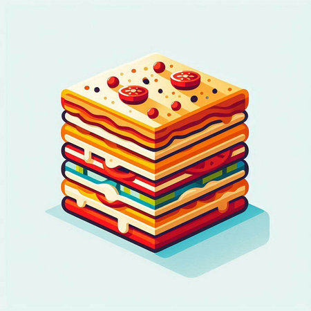 A stack of delicious sandwich on a light background. Vector illustration.