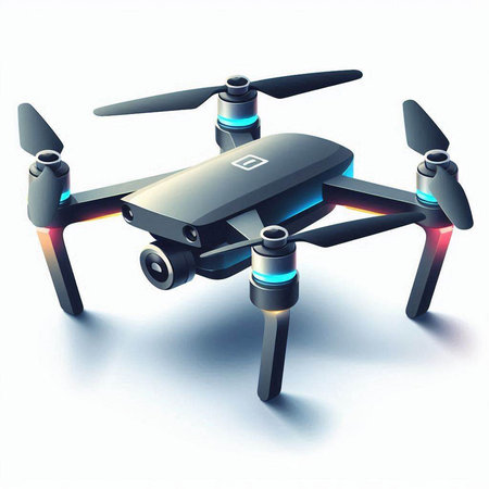 Drone with camera on a white background. 3D rendering.