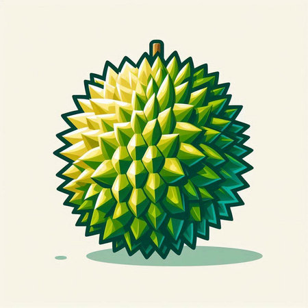 Vector illustration of a green durian fruit on a white background.