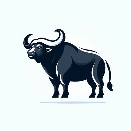 Black bull on a white background. Vector illustration for your design.