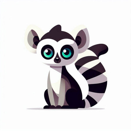Cute cartoon lemur. Vector illustration isolated on white background.