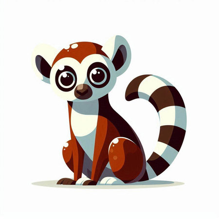 Cute cartoon lemur. Vector illustration isolated on white background.