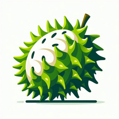 Vector illustration of a green prickly pear on a white background.