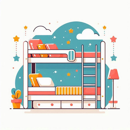 Bunk bed in flat style. Vector illustration for your design.