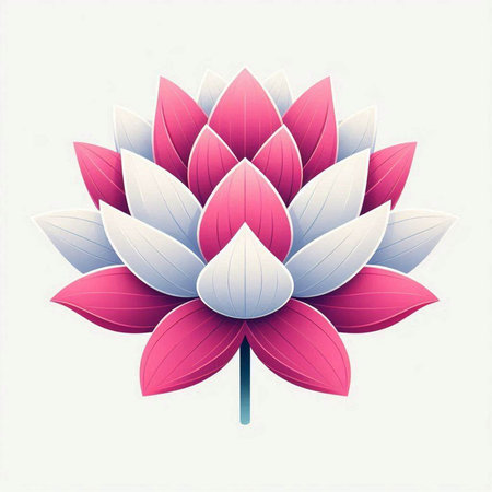 Beautiful lotus flower in paper cut style. Vector illustration.のイラスト素材