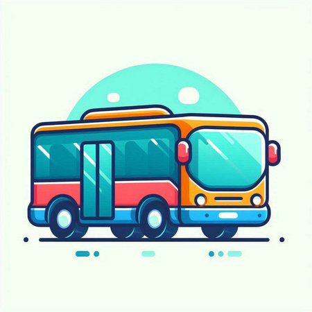 Bus. Vector illustration in flat design style. Transport for tourists.